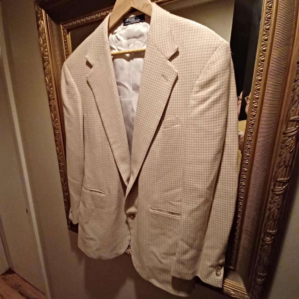 Ralph Lauren POLO Cream Houndstooth Sport Jacket